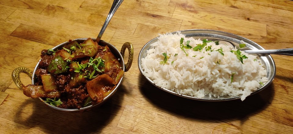 Tables set for dine-in meals